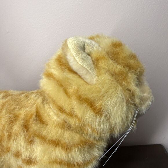 Steiff Standing Kitty Cat Orange Fur Eyes Brass Button Yellow Fabric Tag 099571 - Picture 8 of 16